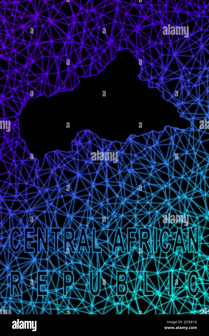Map of Central African Republic, Polygonal mesh line map, modern ...