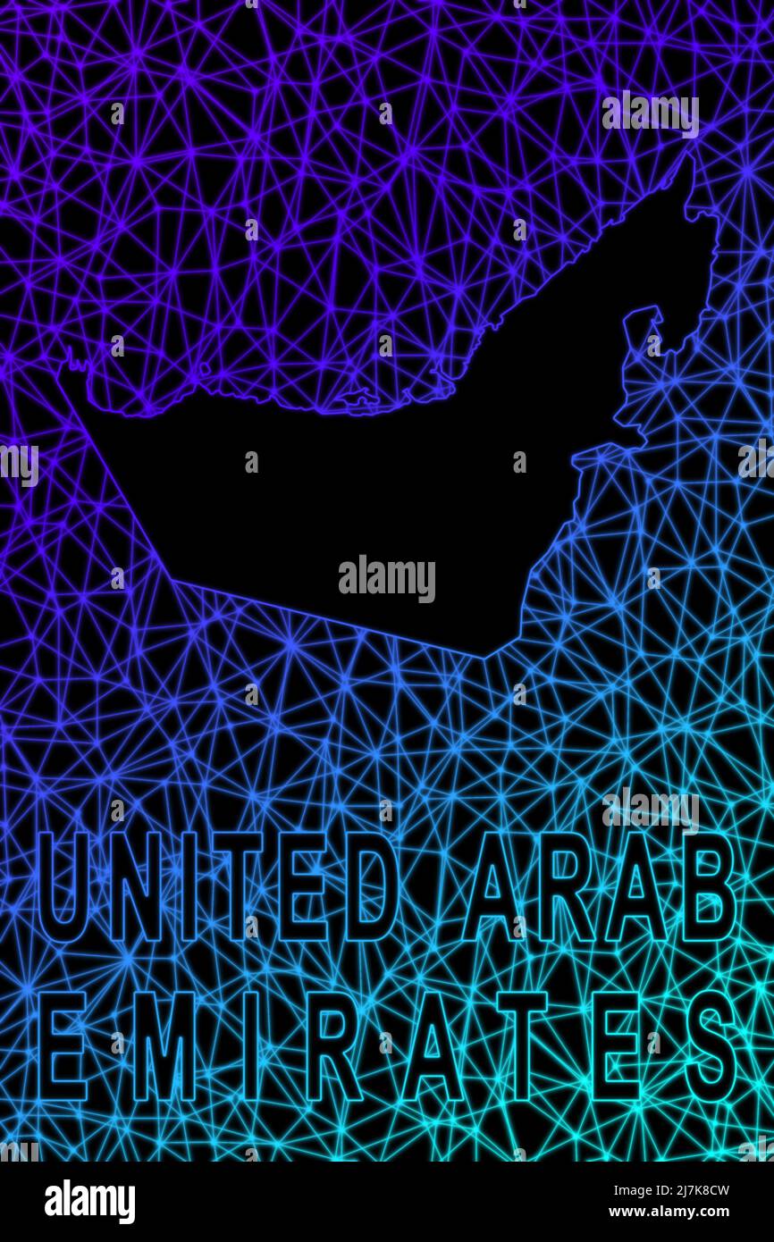 Uae Polygon Map of United Arab Emirates, Polygonal mesh line map, modern colorful ...