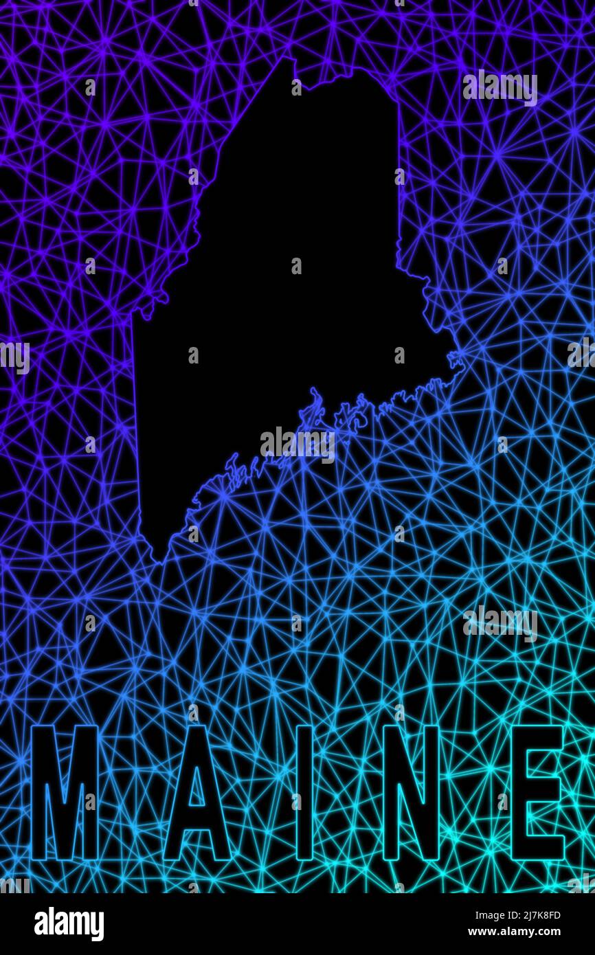 Map of Maine, Polygonal mesh line map, modern colorful map Stock Photo ...