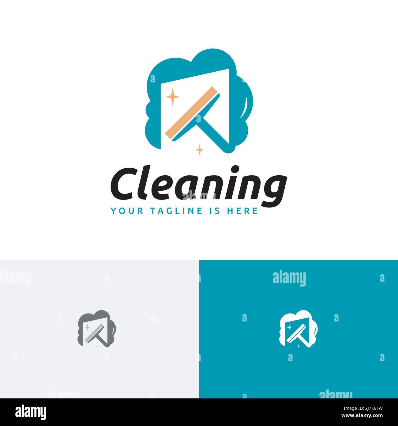 Spotless House Window Cleaner Cleaning Service Logo Template Stock Vector