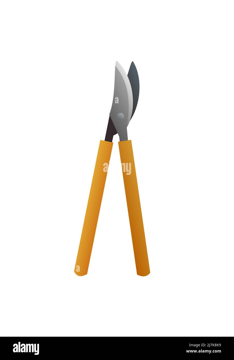 Scissors for cutting bushes. Agricultural rural garden tool. Isolated