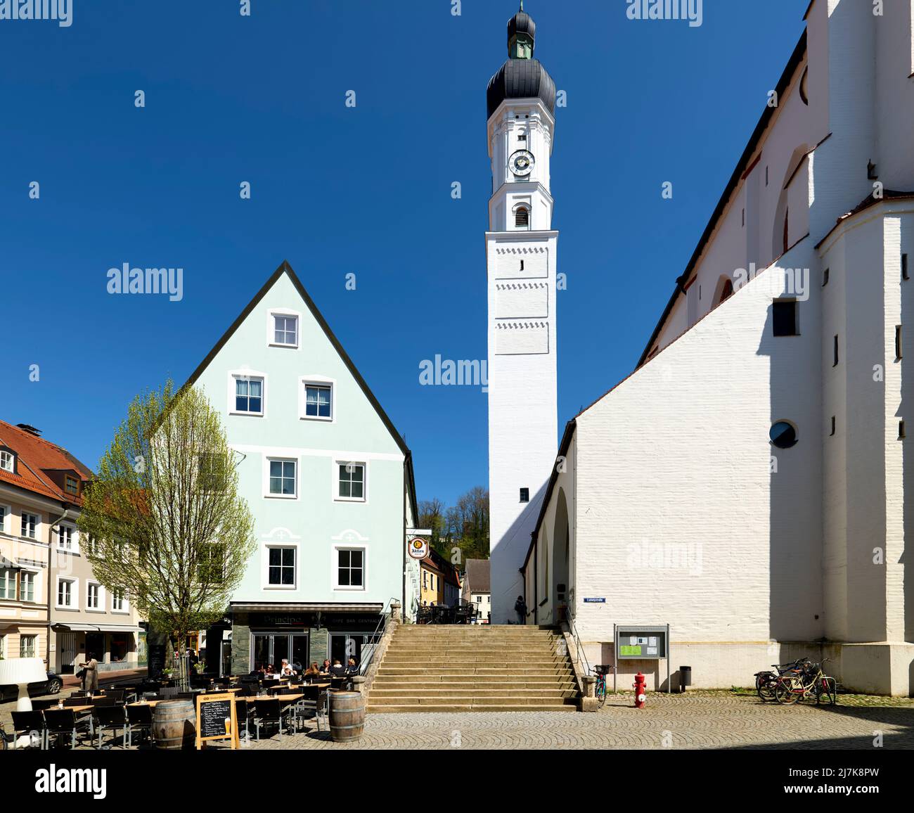 Germany Bavaria Romantic Road. Landsberg am Lech. Church of the Assumption of Mary (Maria Himmelfahrt) Stock Photo