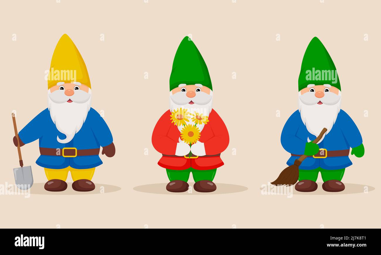 Set of cute little gnomes. Garden gnomes Stock Vector Image & Art - Alamy