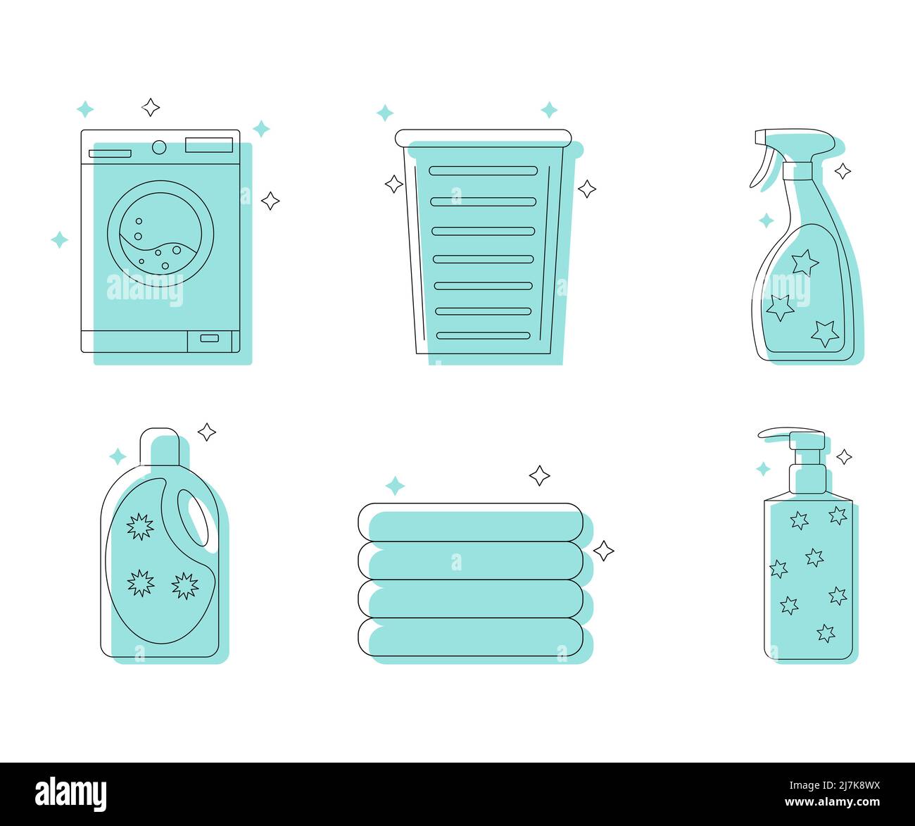 Laundry and washing icons isolated on white background Stock Vector ...