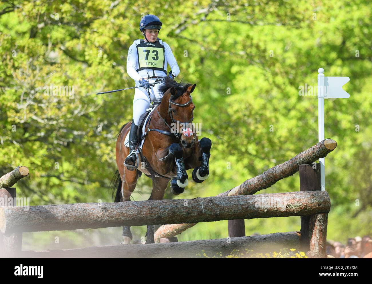 Badminton Horse Trials - Cross Country Test - Badminton, UK. 07th May, 2022. Bubby Upton on Cola during the Cross Country Test at the Badminton Horse Trials. Picture Credit : Credit: Mark Pain/Alamy Live News Stock Photo