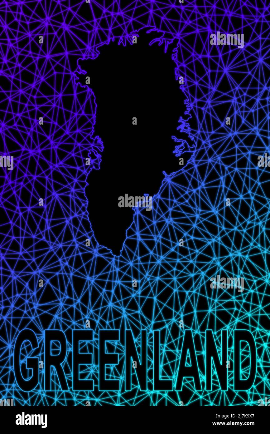 Map of Greenland, Polygonal mesh line map, modern colorful map Stock ...