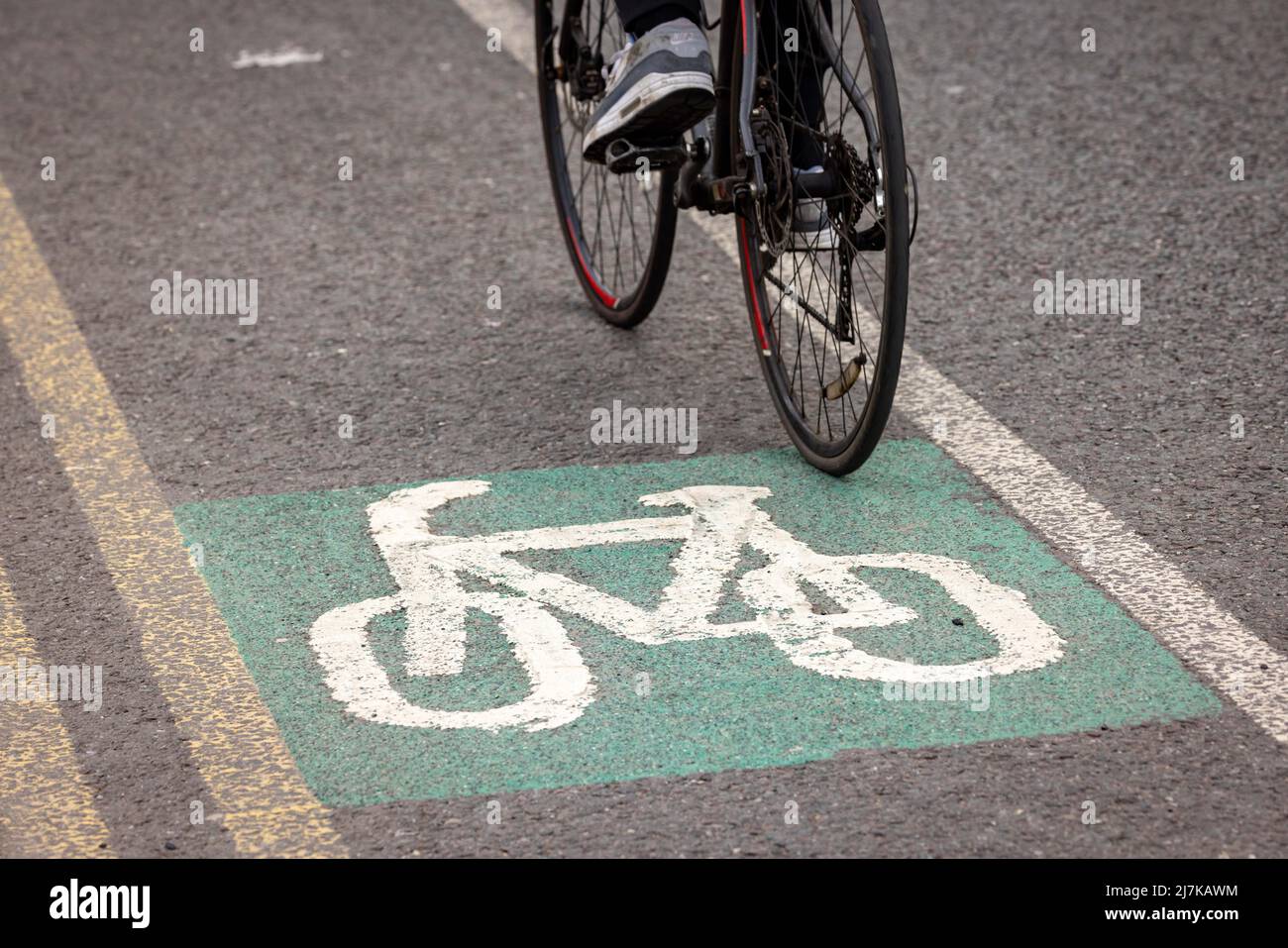 Cycle lane, Manchester Stock Photo
