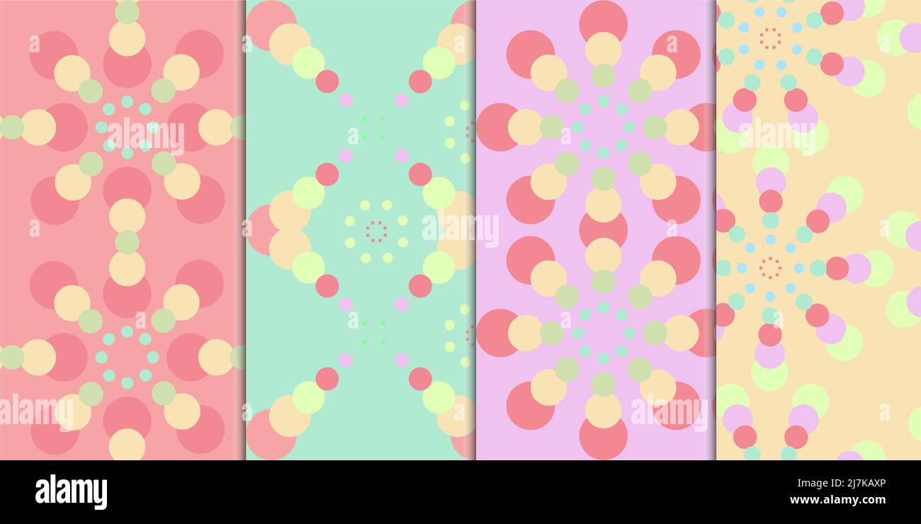 Set of abstract seamless pattern with colorful circles shapes Stock ...
