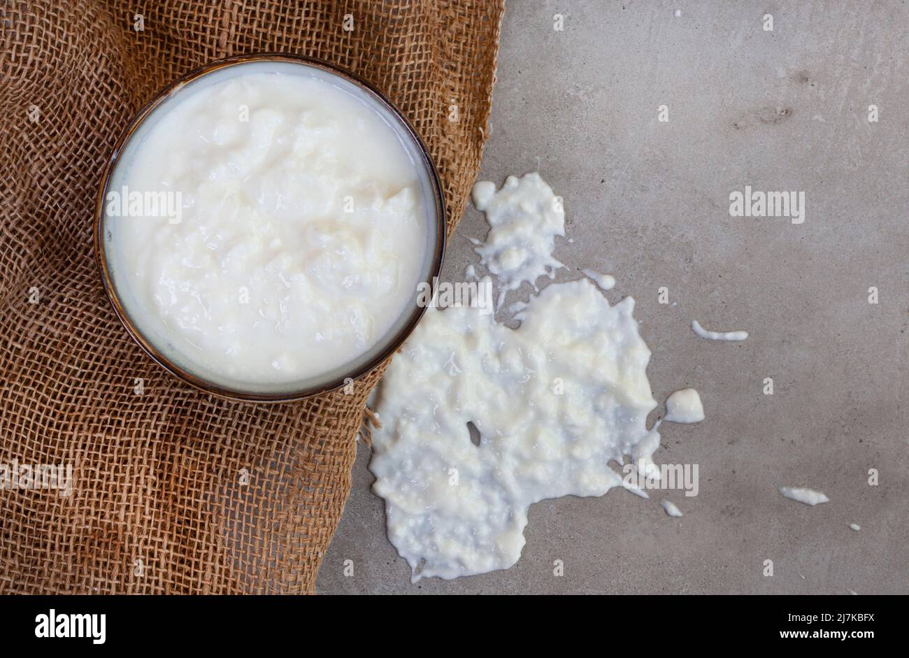 South African traditional drink of fermented milk, Amasi Stock Photo