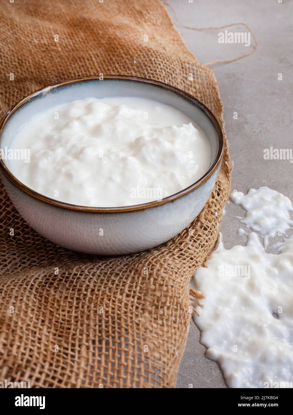 South African traditional drink of fermented milk, Amasi Stock Photo