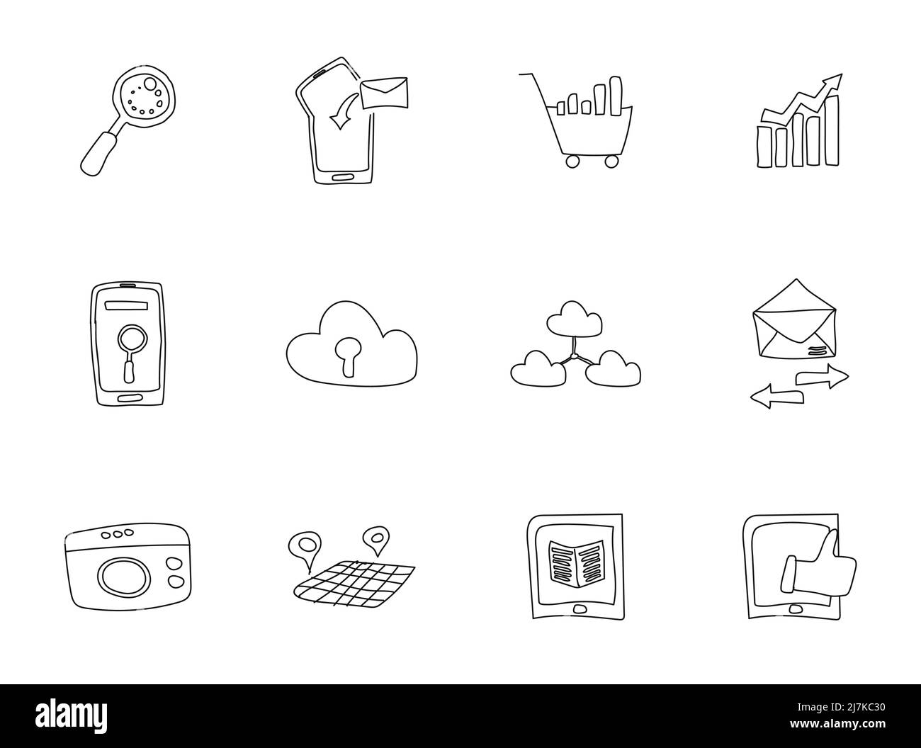 seo and network hand drawn doodles Stock Vector