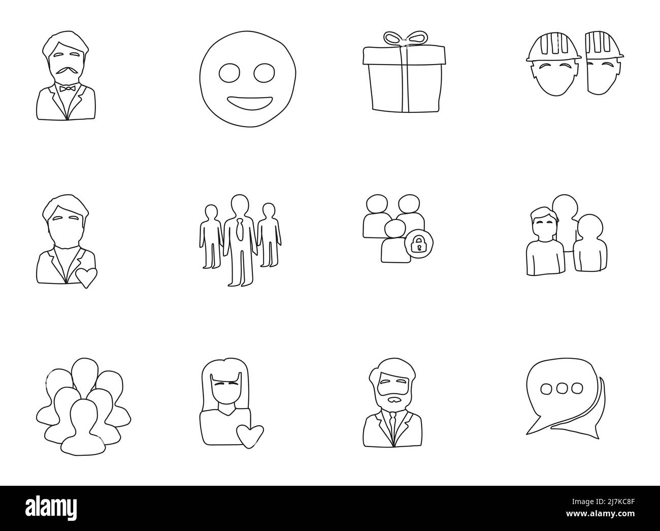social media hand drawn linear vector icons Stock Vector Image & Art ...