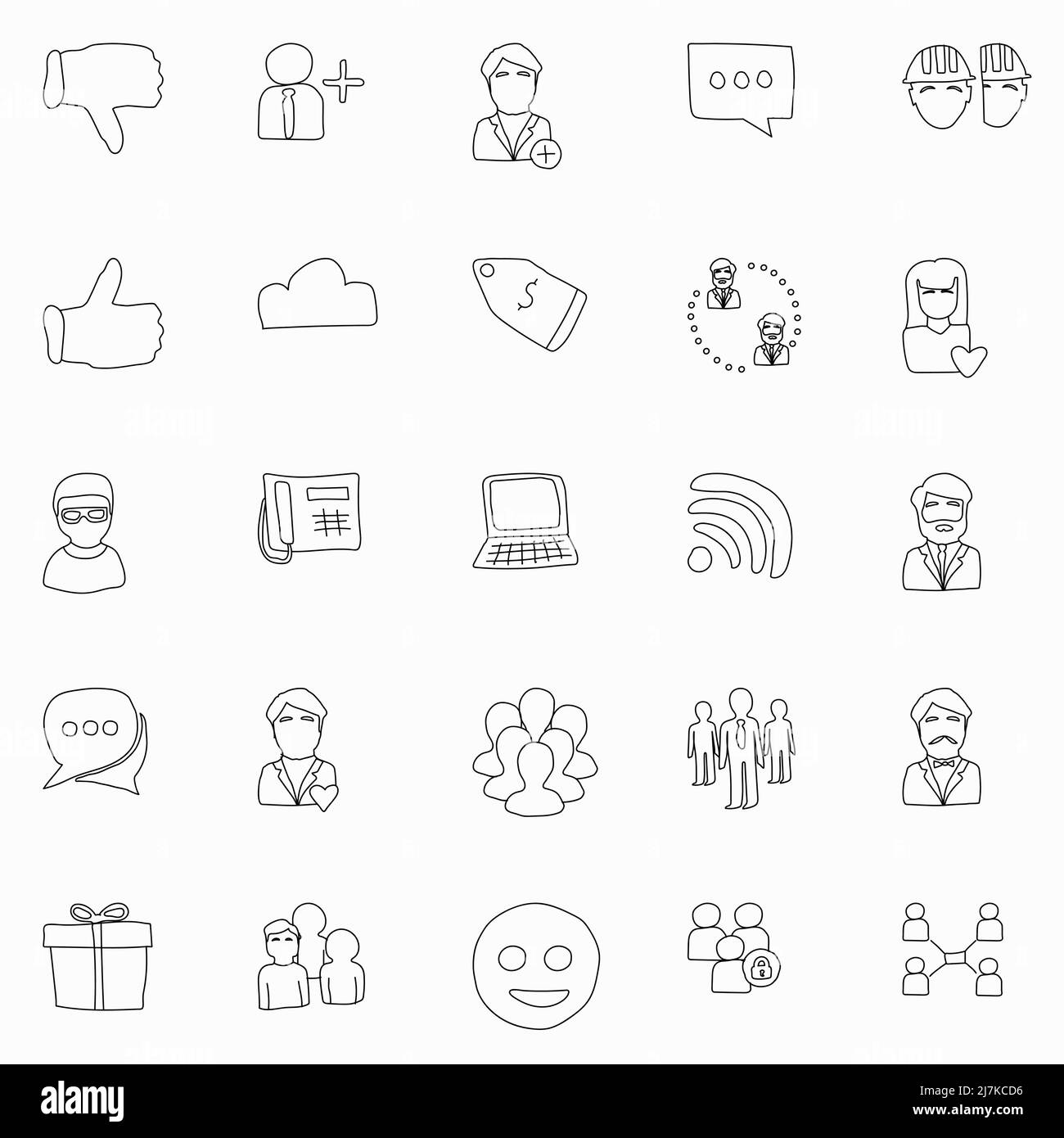 social media hand drawn linear vector icons Stock Vector Image & Art ...