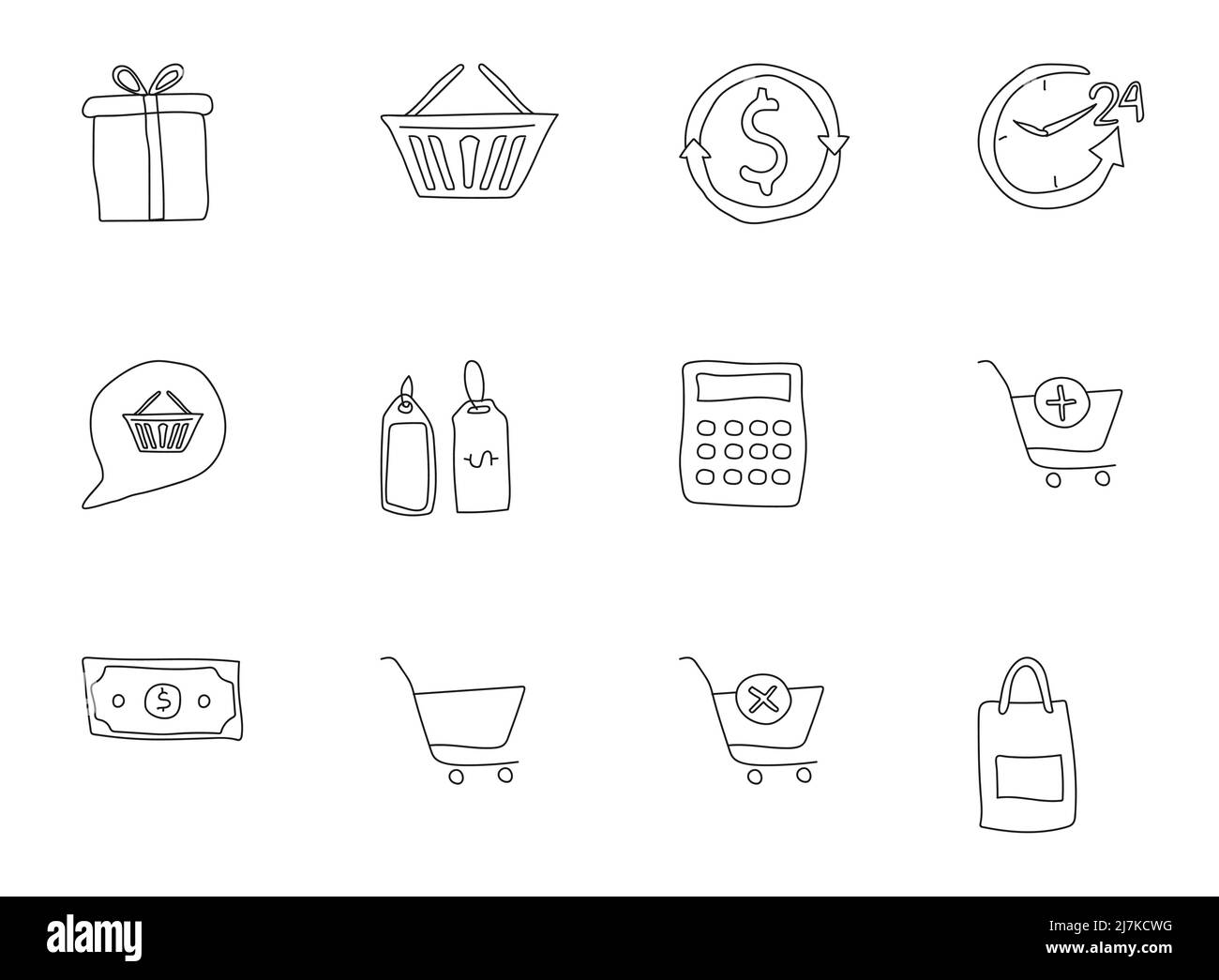shopping doodles isolated on white Stock Vector Image & Art - Alamy