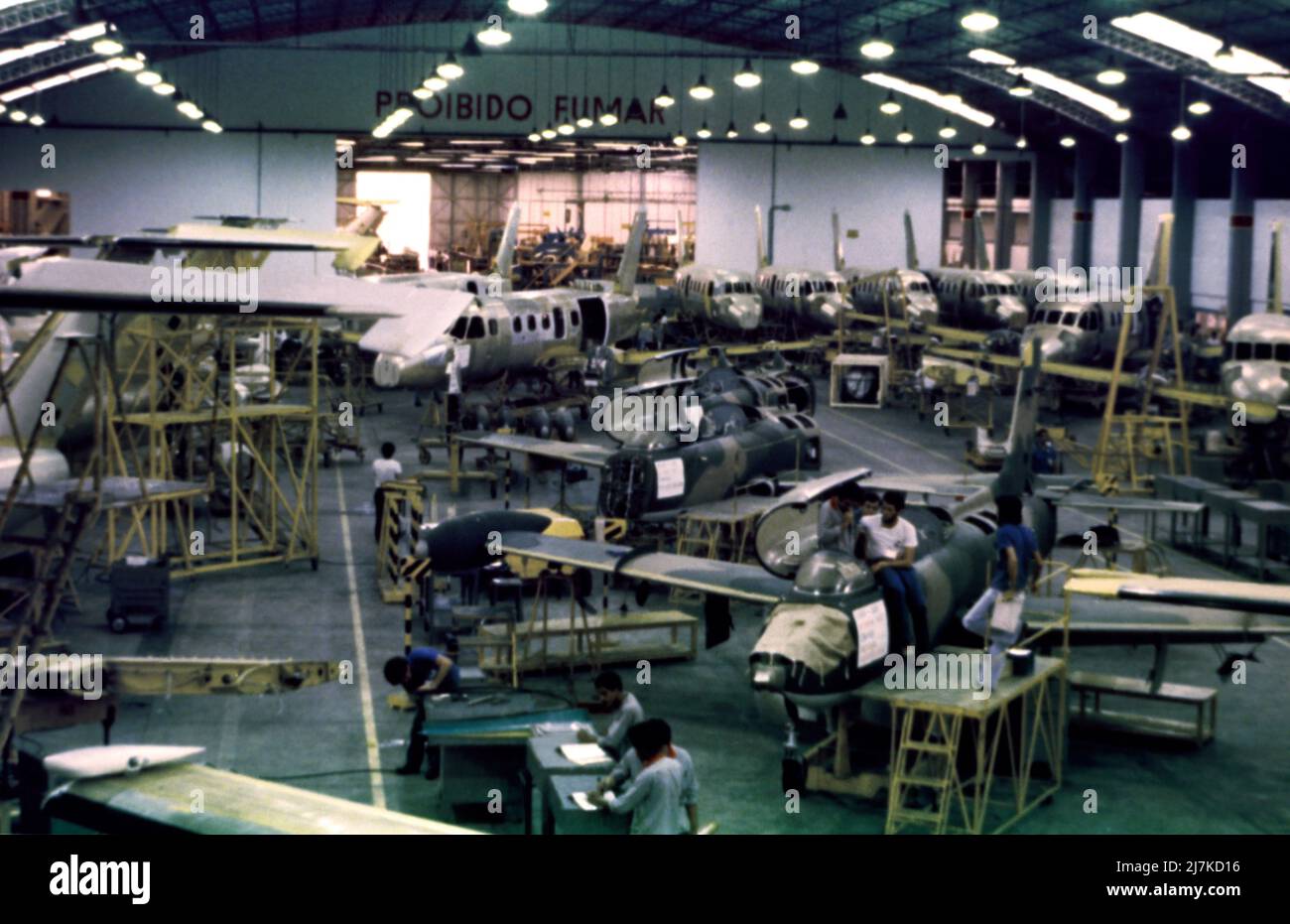 Brazil People Working in Aeroplane Factory Stock Photo