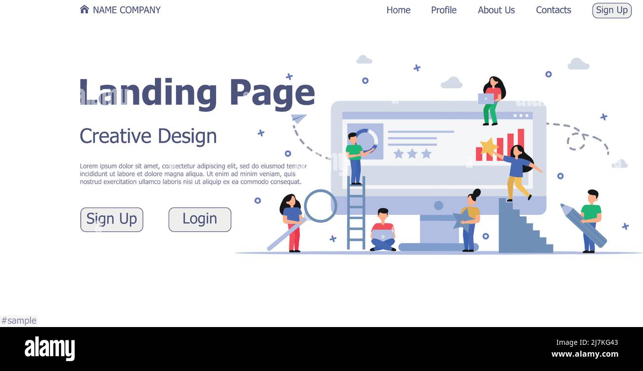 Website landing page business concept design concept - Vector ...