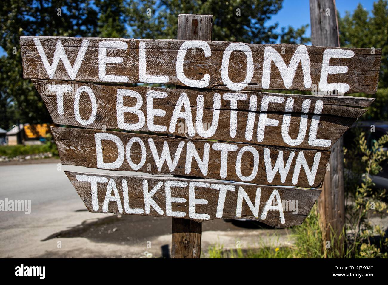 sign, Talkeetna, Alaska Stock Photo Alamy