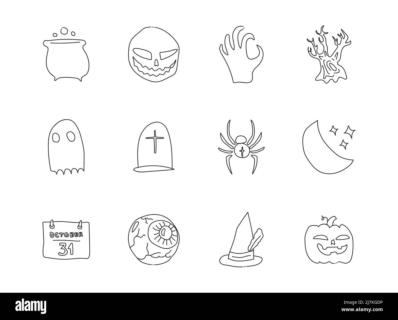 halloween doodles isolated on white Stock Vector Image & Art - Alamy