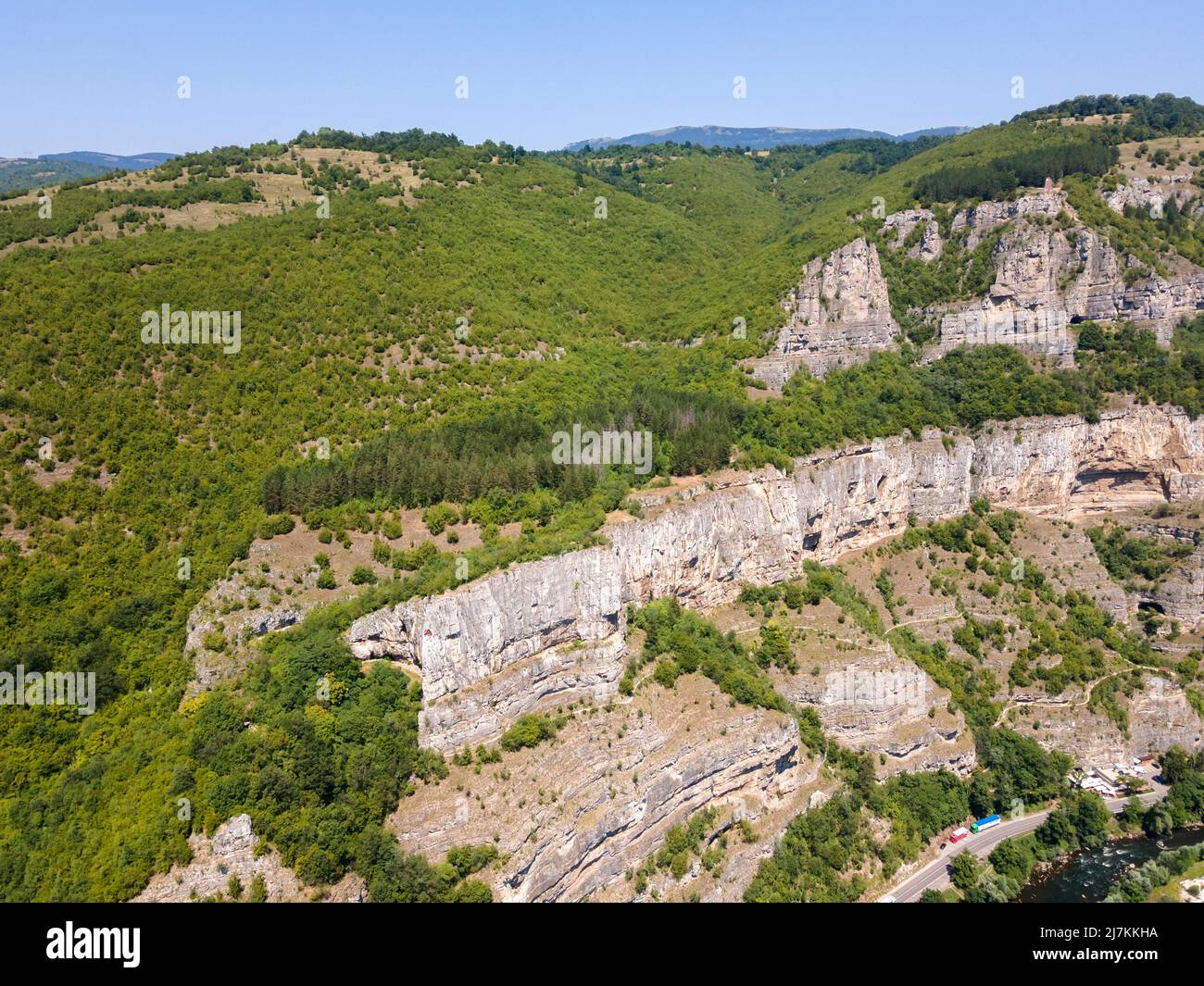 Aerial view of Lakatnik Rocks at Iskar river and Gorge, Balkan ...