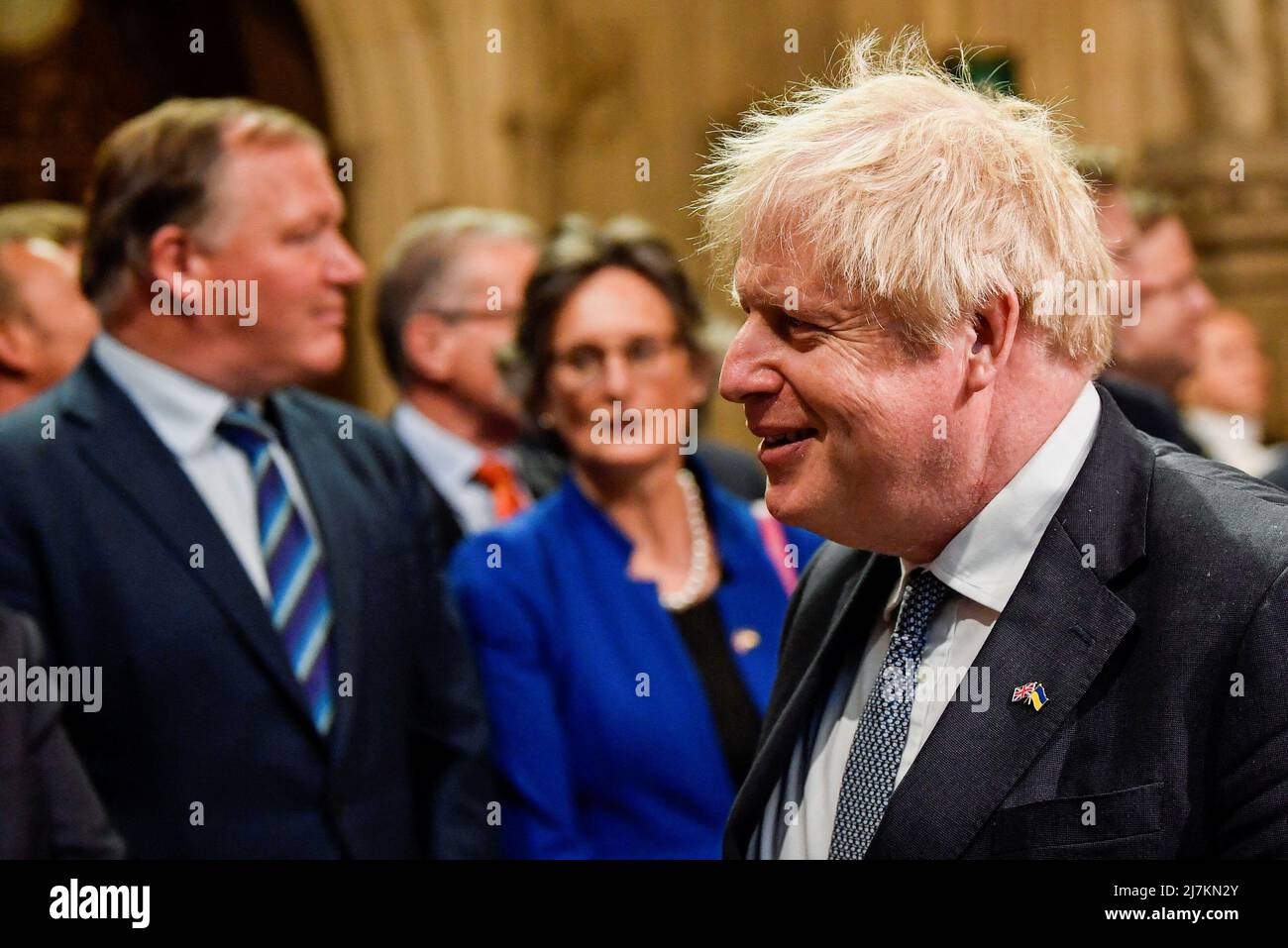 Prime Minister Boris Johnson walks through the Members' Lobby at the