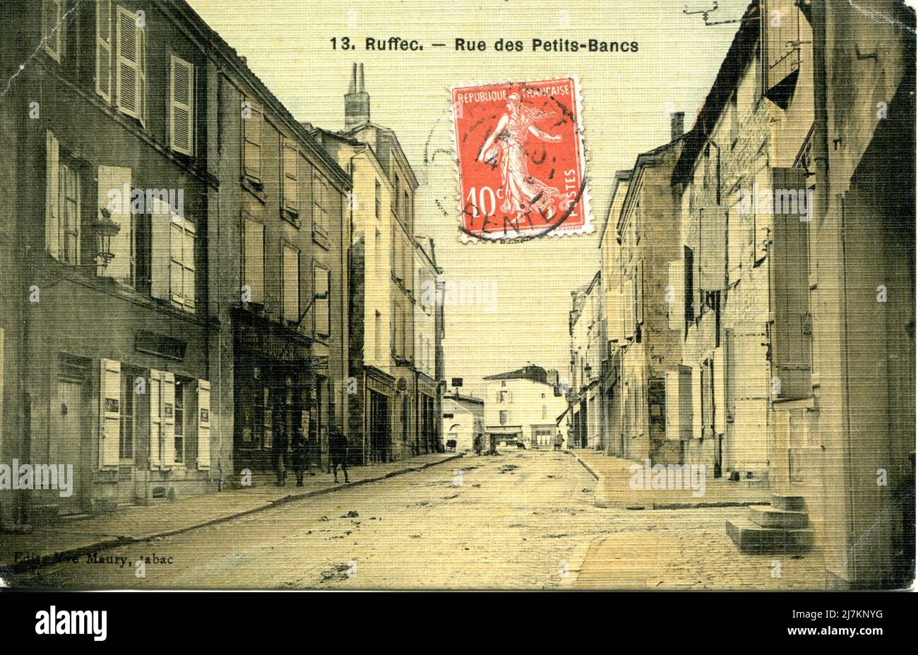 Ruffec Department: 16 - Charente Region: Nouvelle-Aquitaine (formerly Poitou-Charentes) Vintage postcard, late 19th - early 20th century Stock Photo