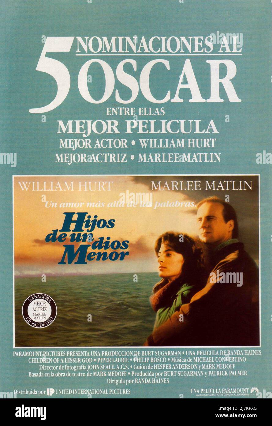 Children of a Lesser God Year : 1986 USA Director : Randa Haines ...