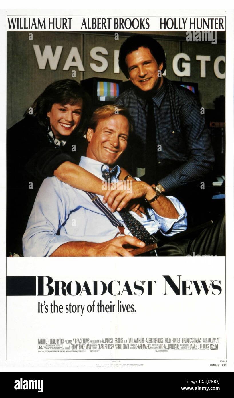 Broadcast News Year : 1987 USA Director :James L. Brooks Albert Brooks, Holly Hunter, William Hurt American poster Stock Photo