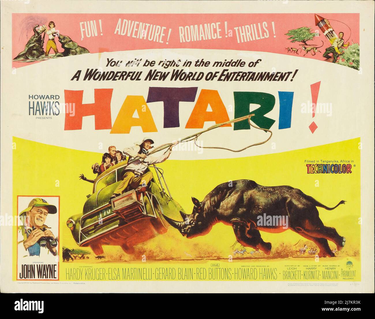 HATARI! French Movie Poster - 47x63 in. - 1962 - Howard Hawks, John Wayne