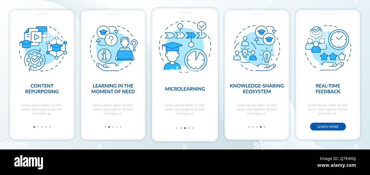 Top skills to learn blue onboarding mobile app screen Stock Vector ...