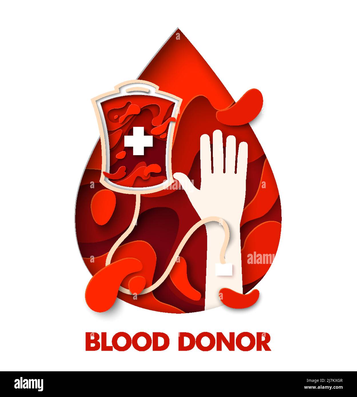 Blood donor world day paper cut poster design Stock Vector