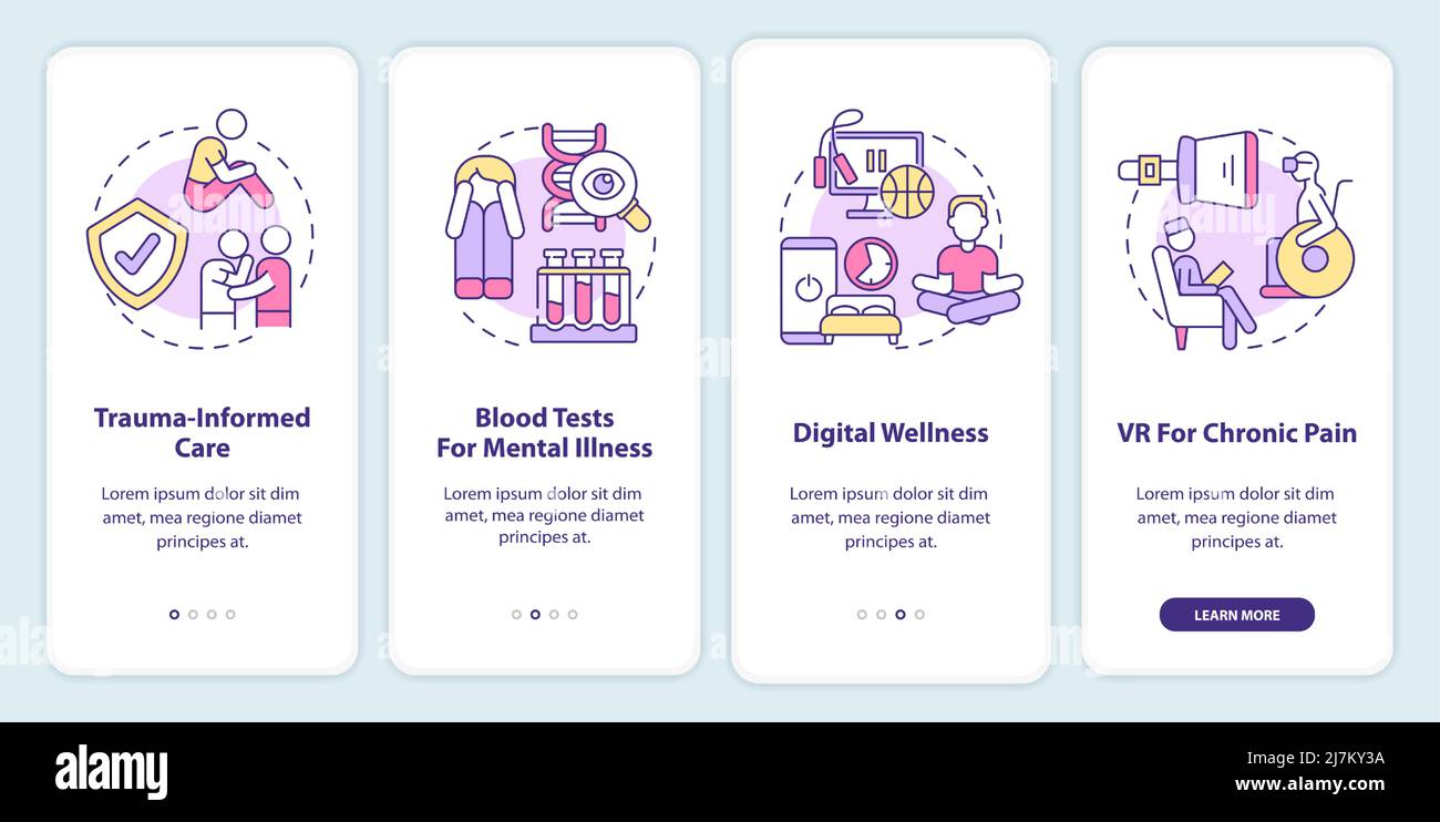 Mental health trends onboarding mobile app screen Stock Vector Image ...