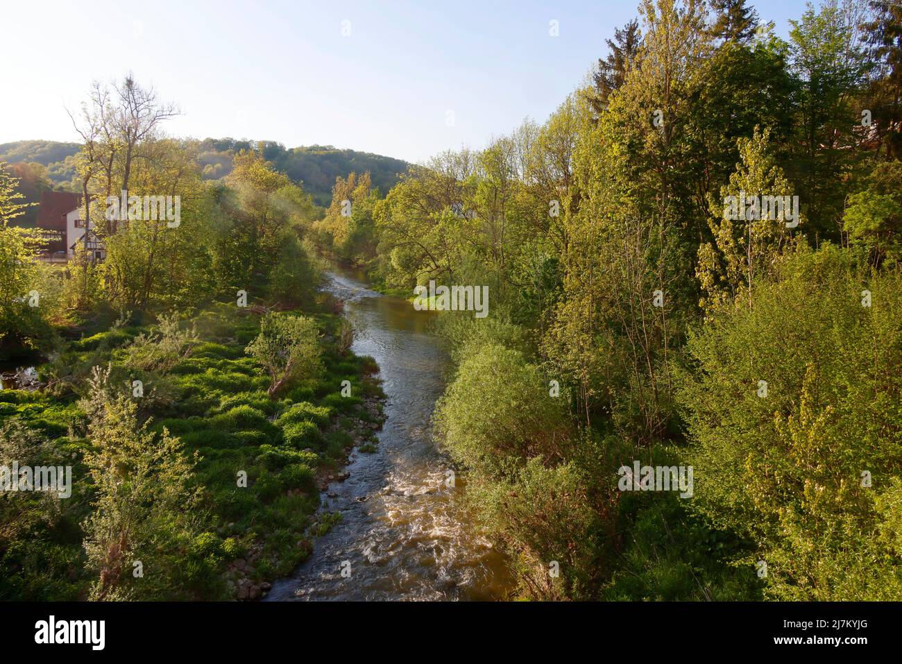The River Jagst in Hohenlohe, BadenWürttemberg, Germany Stock Photo