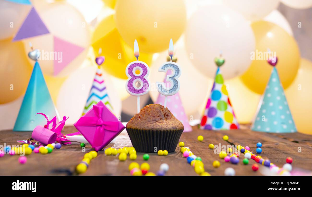 Happy birthday with candles on a background of balloons. A festive