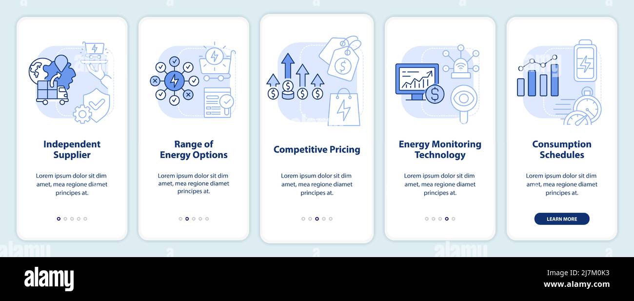 Energy strategy essentials blue light onboarding mobile app screen ...
