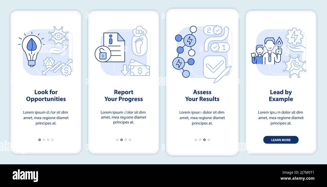 Approaches to energy strategy blue light onboarding mobile app screen ...