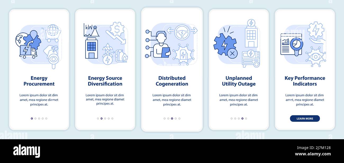 Efficient energy management blue light onboarding mobile app screen ...