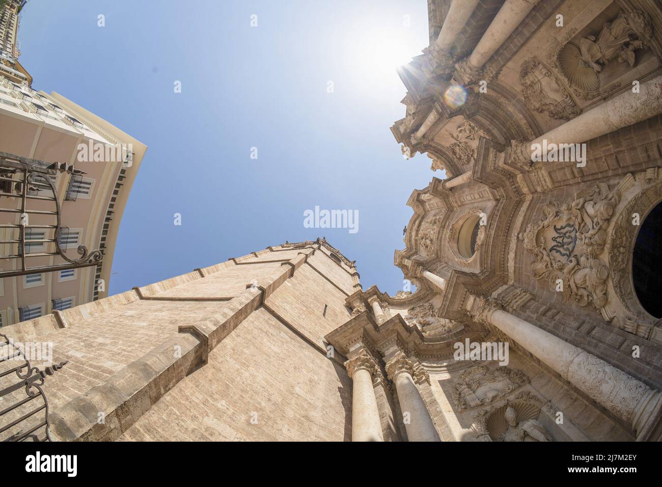 Valencia Spain historic gothic cathedral church Stock Photo