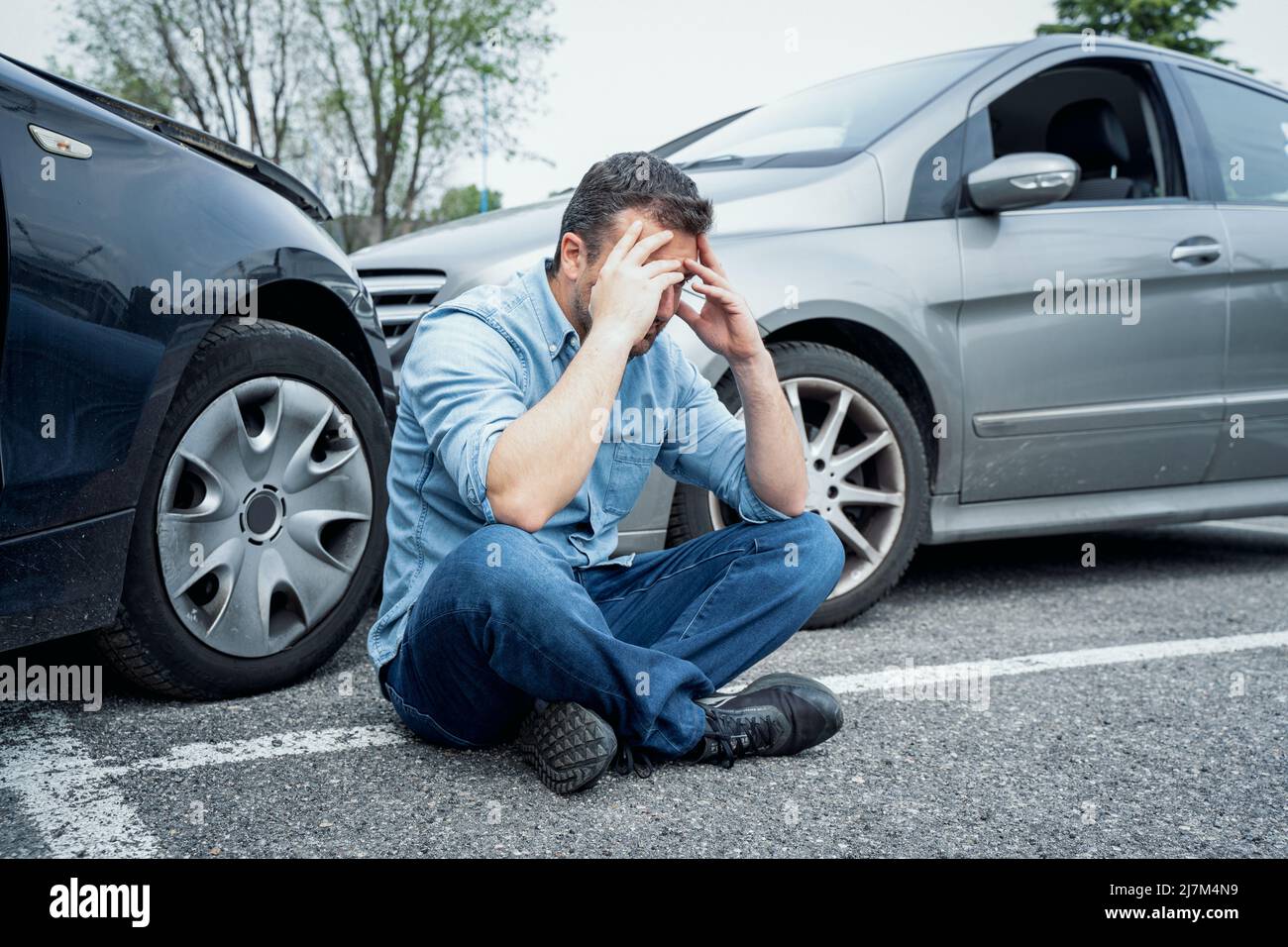 One man injured after serious car accident Stock Photo - Alamy
