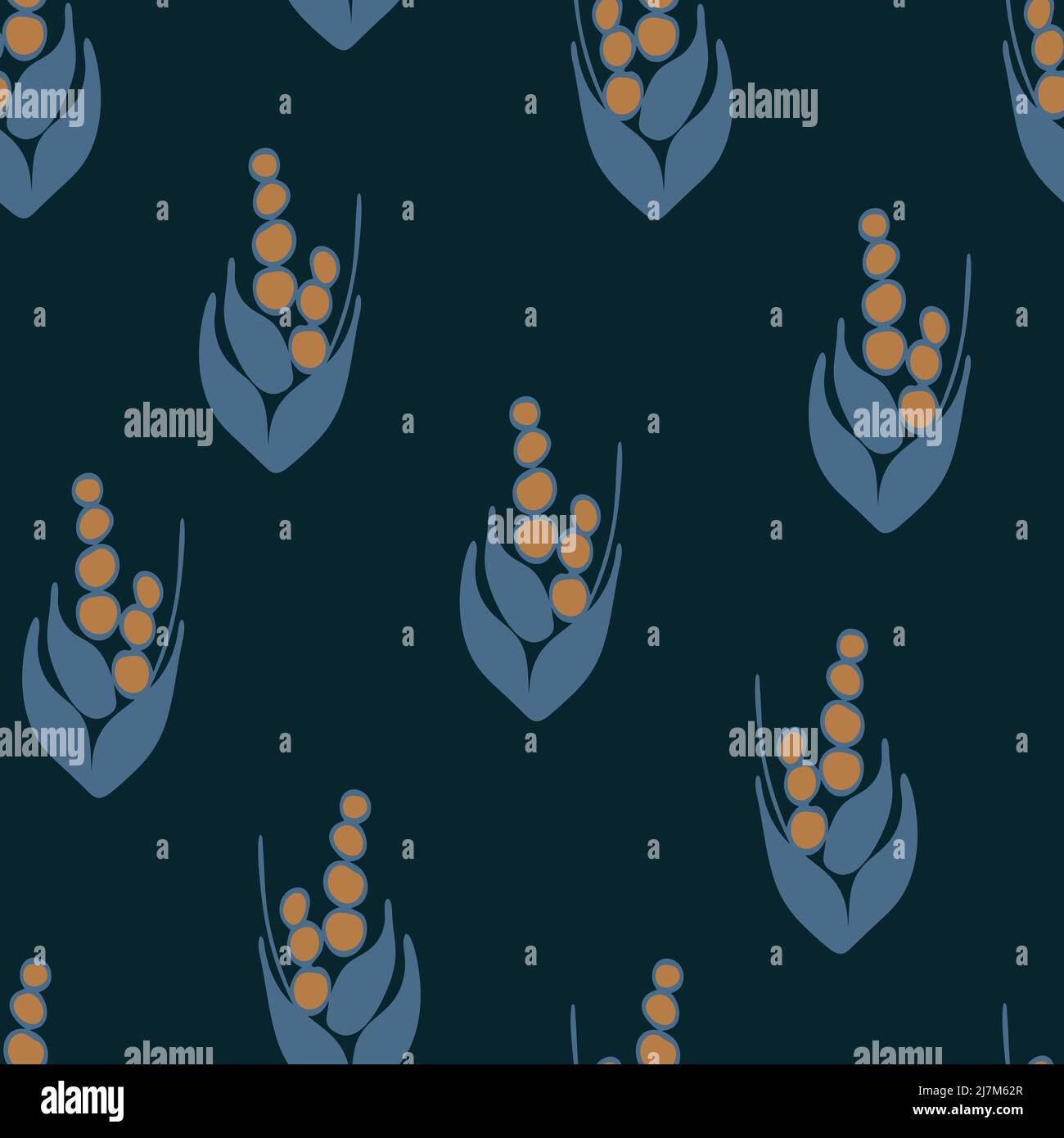 Seamless vector pattern with abstract flower elements on dark blue ...