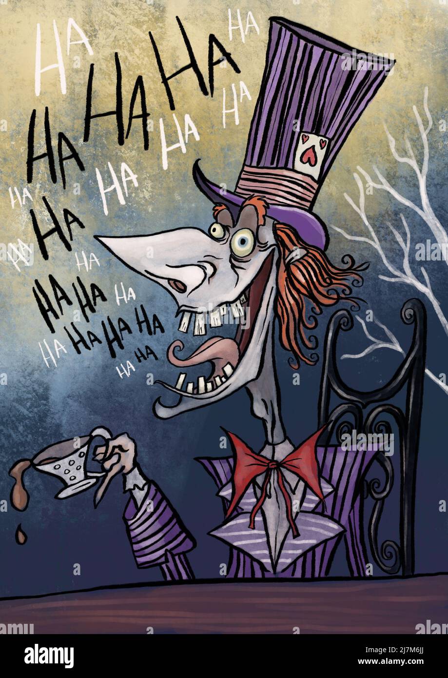 The Mad Hatter Alice in Wonderland illustration Stock Photo