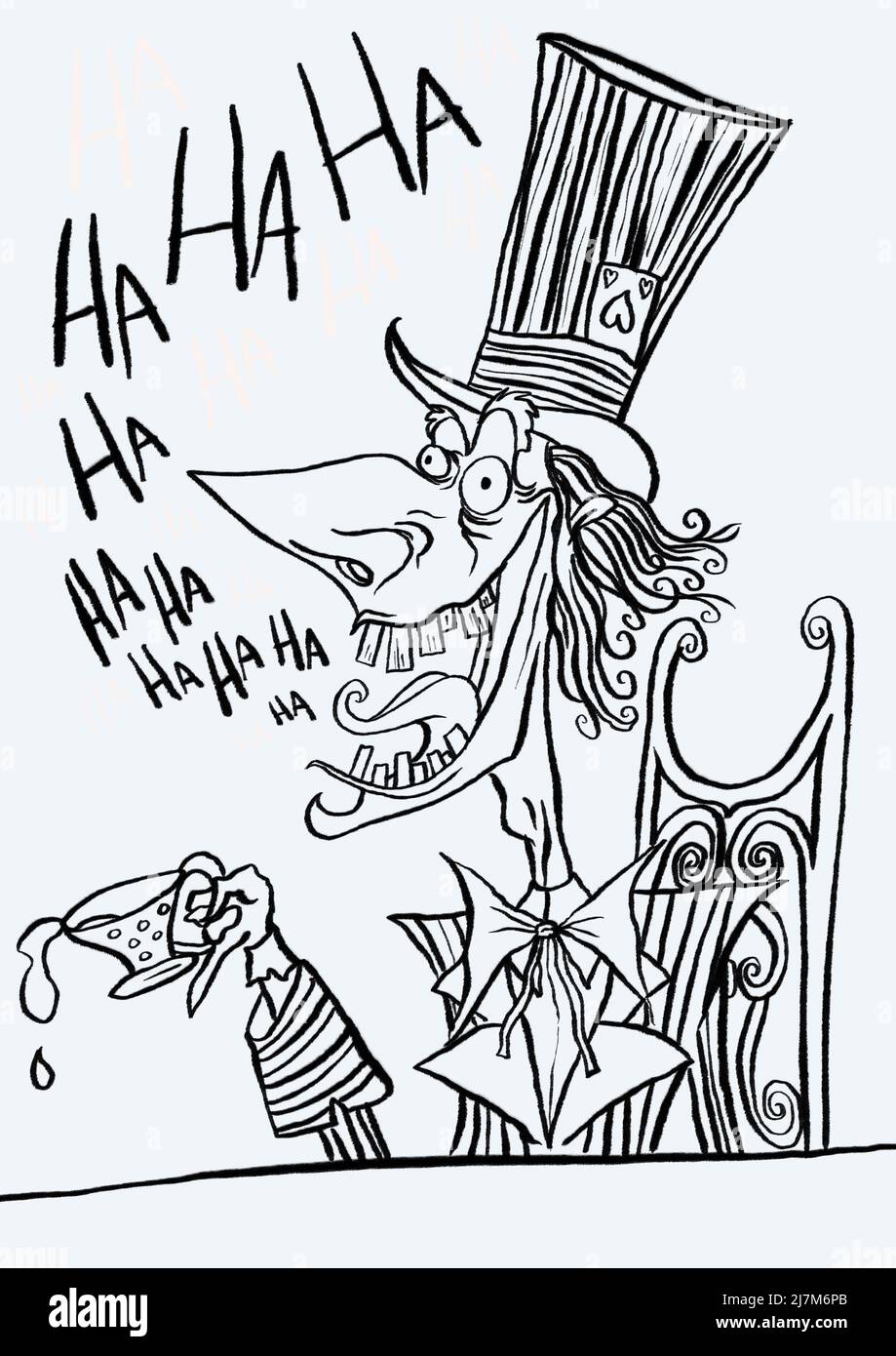 The Mad Hatter Alice in Wonderland illustration Stock Photo