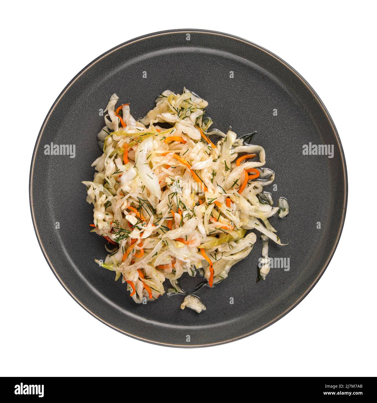 Isolated plate of sauerkraut cabbage Stock Photo