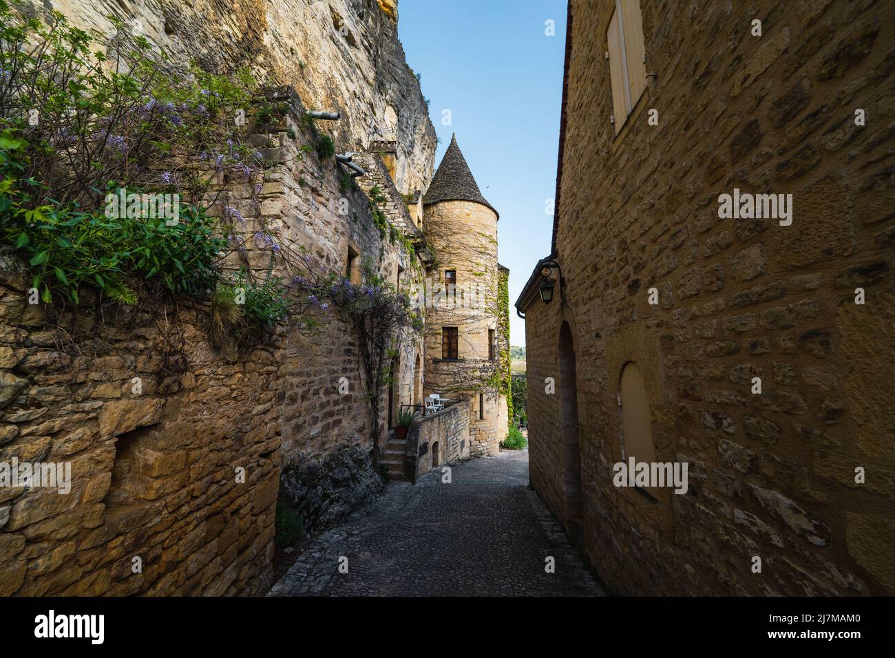 The streets of Fort de La Roque-Gageac in La Roque-Gageac near Verzac in a southwest France during the spring time Stock Photo