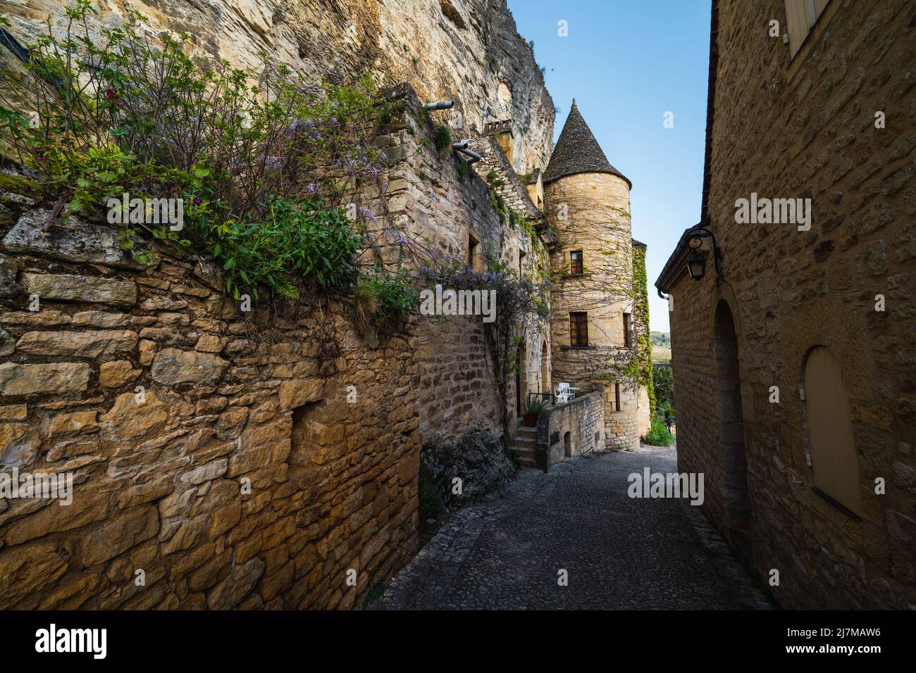 The streets of Fort de La Roque-Gageac in La Roque-Gageac near Verzac in a southwest France during the spring time Stock Photo