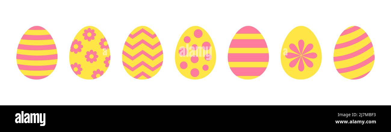 Easter eggs colorful icons set collection. Vector illustration. Stock Vector