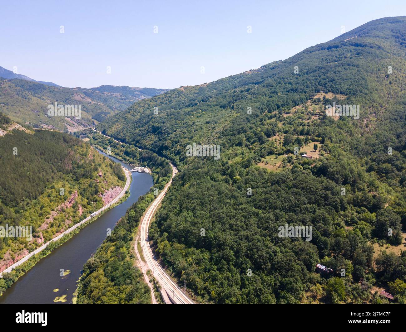 Aerial view of Lakatnik Rocks at Iskar river and Gorge, Balkan ...