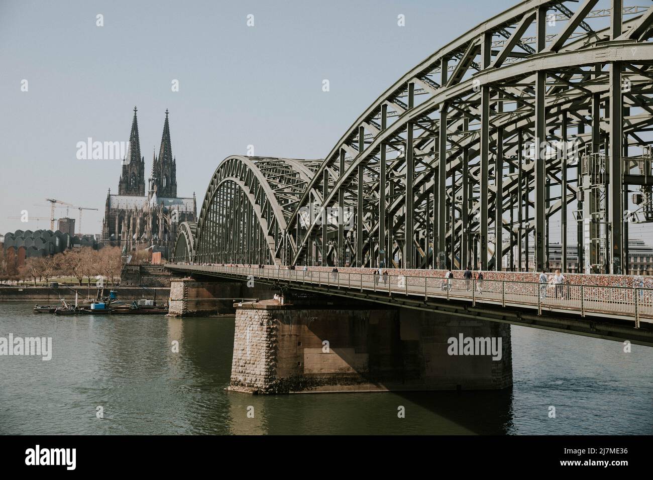 Hohenzollern Bridge with Kölner Dom in the background Stock Photo