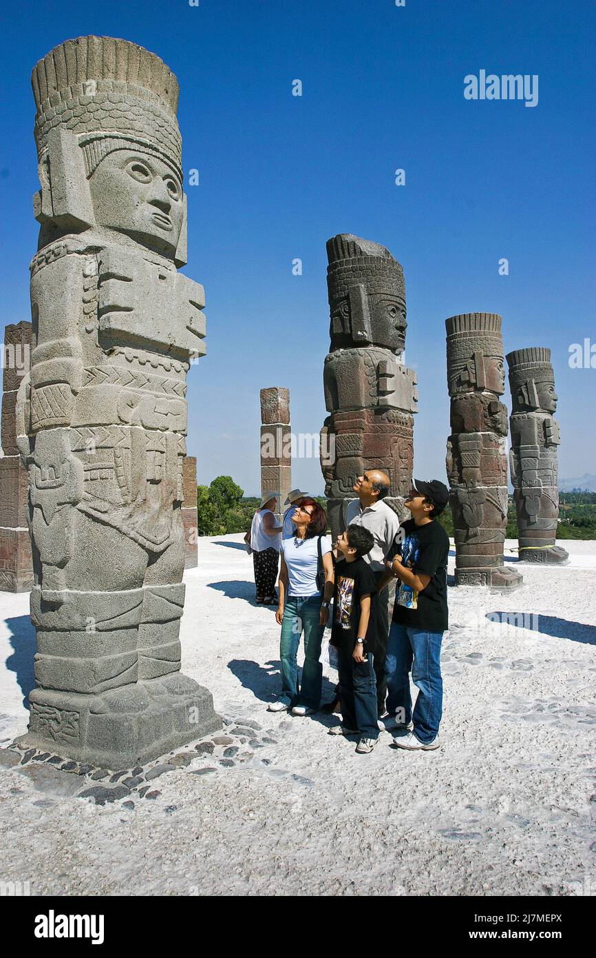 Mexico, Tula - The most famous Atlantean figures reside in Tula, the Olmecs were the first to use Atlantean figures on a relief discovered in Potrero Stock Photo