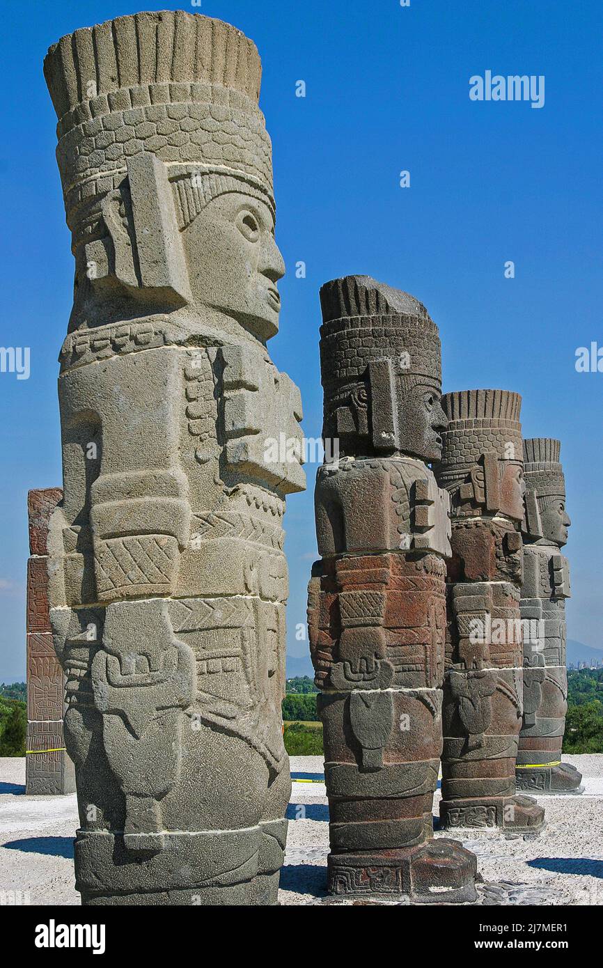 Mexico, Tula - The most famous Atlantean figures reside in Tula, the Olmecs were the first to use Atlantean figures on a relief discovered in Potrero Stock Photo