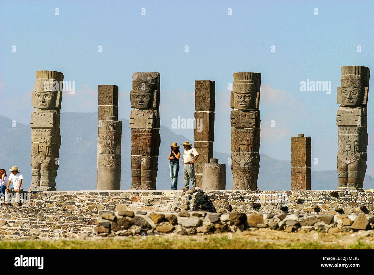 Mexico, Tula - The most famous Atlantean figures reside in Tula, the Olmecs were the first to use Atlantean figures on a relief discovered in Potrero Stock Photo